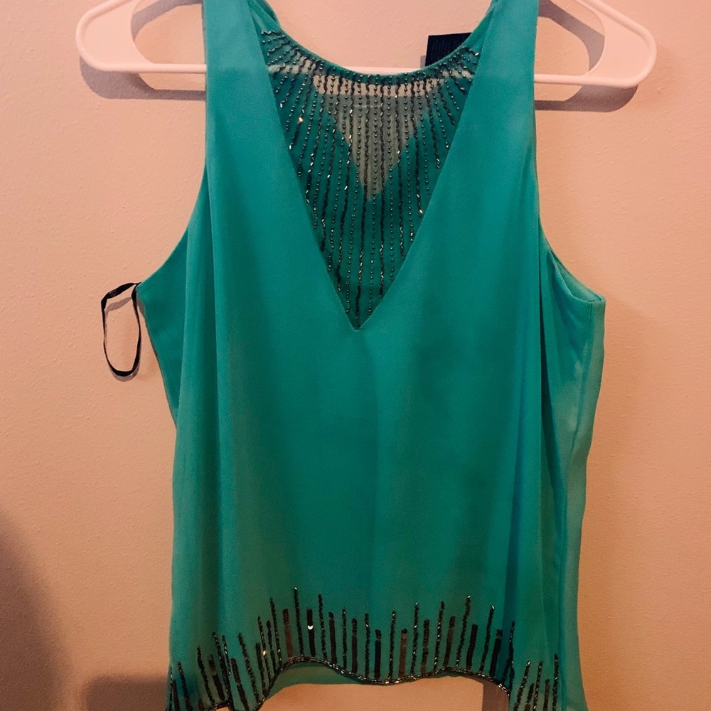 Small teal chiffon tank